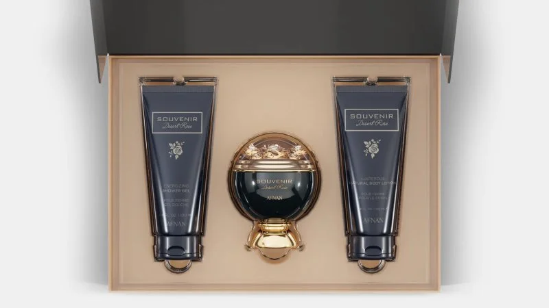 Souvenir Desert Rose U woda perfumowana 100 ml + balsam do ciała 100 ml + żel pod prysznic
