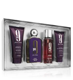 Afnan 9pm Pour Femme zestaw upominkowy 100 ml + żel pod prysznic 100 ml + mleczko do ciała 100 ml + spray do ciała woda perfumowana dla kobiet