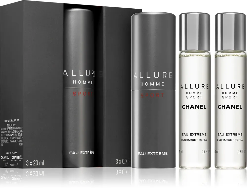 Allure Homme Sport Eau Extrême EDT napełnialny 20 ml + EDT wkład 2 x 20 ml M 60 ml