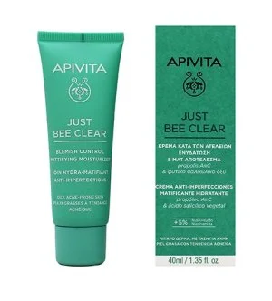 Apivita Just Bee Clear Blemish Control Mattifying Moisturizer nawilżający krem do twarzy z niacynamidem