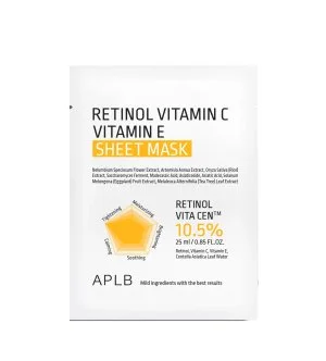 APLB Retinol Witamina C Witamina E przeciwstarzeniowa, nawilżająca maska w płachcie