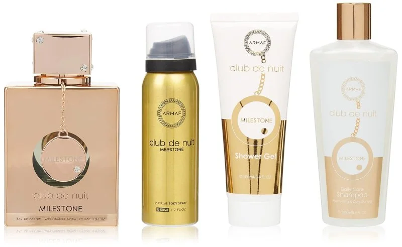 Club de Nuit Milestone Zestaw – woda perfumowana 30 ml + mgiełka do włosów 55 ml + mydło 130 g + spray do ciała 50 ml