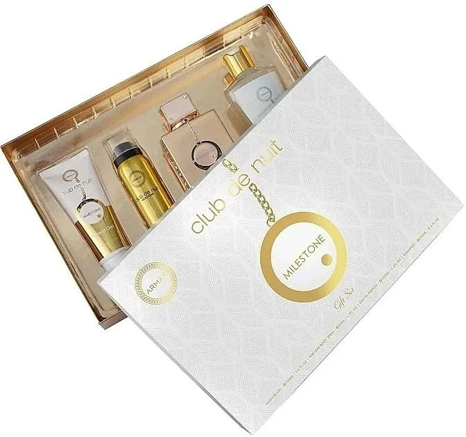 Club de Nuit Milestone Zestaw – woda perfumowana 30 ml + mgiełka do włosów 55 ml + mydło 130 g + spray do ciała 50 ml