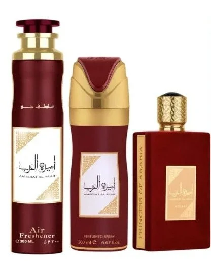 Ameerat Al Arab zestaw upominkowy - 100 ml + perfumowany spray 200 ml + odświeżacz do pomieszczeń woda perfumowana 300 ml