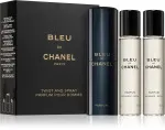 Bleu de Chanel kieszonkowy spray do ponownego napełniania 20 ml + 2 x uzupełnienie perfum dla mężczyzn