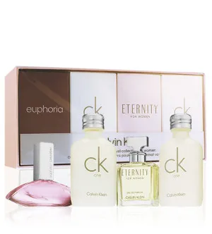 Calvin Klein Ladies zestaw miniatur dla kobiet woda perfumowana Eternity 5 ml + woda perfumowana Euphoria 4 ml + 2x woda toaletowa CK One 10 ml