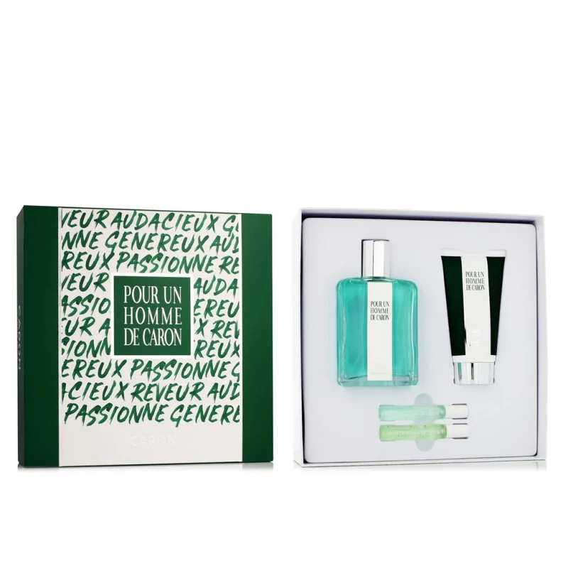 Pour un Homme de Caron woda toaletowa 125 ml + żel pod prysznic 75 ml + MINI Le Matin woda toaletowa 5 ml + MINI Le Soir woda perfumowana
