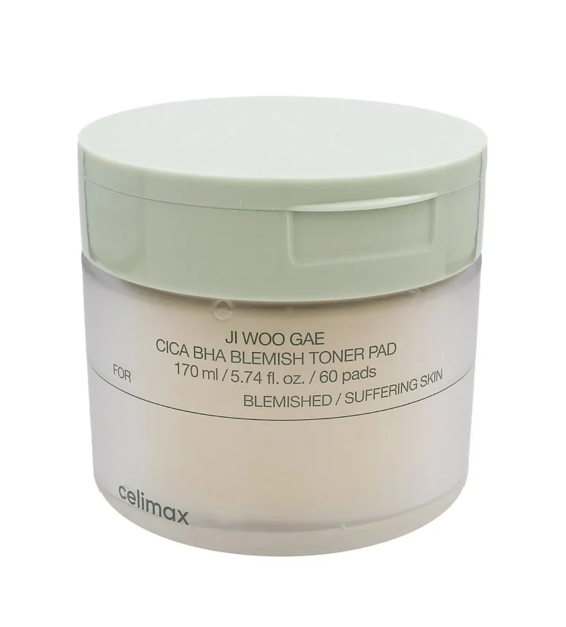 Ji Woo Gae Cica BHA Blemish Toner Pad kojące, złuszczające płatki z BHA, LHA i PHA 60 szt.