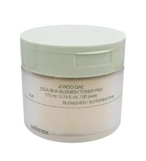 Celimax Ji Woo Gae Cica BHA Blemish Toner Pad kojące, złuszczające płatki z BHA, LHA i PHA 60 szt.