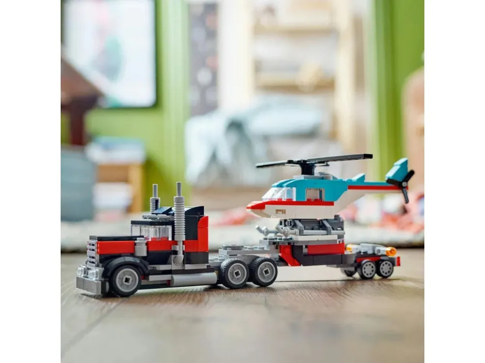 Creator 3 w 1 31146 Ciężarówka z platformą i helikopter