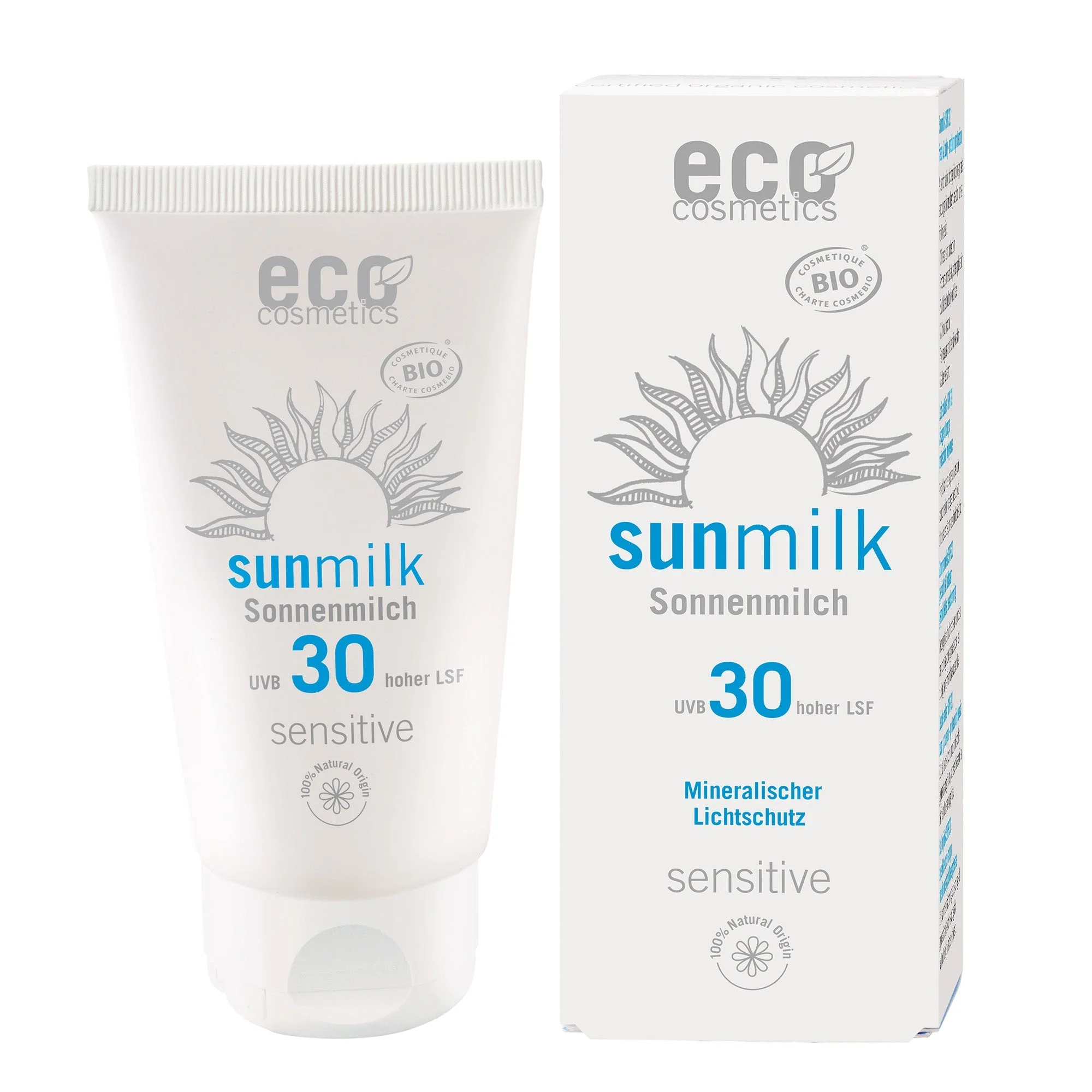 Eco Cosmetics Mleczko do opalania SPF 30 Sensitive BIO (75 ml) - z naturalnymi filtrami mineralnymi