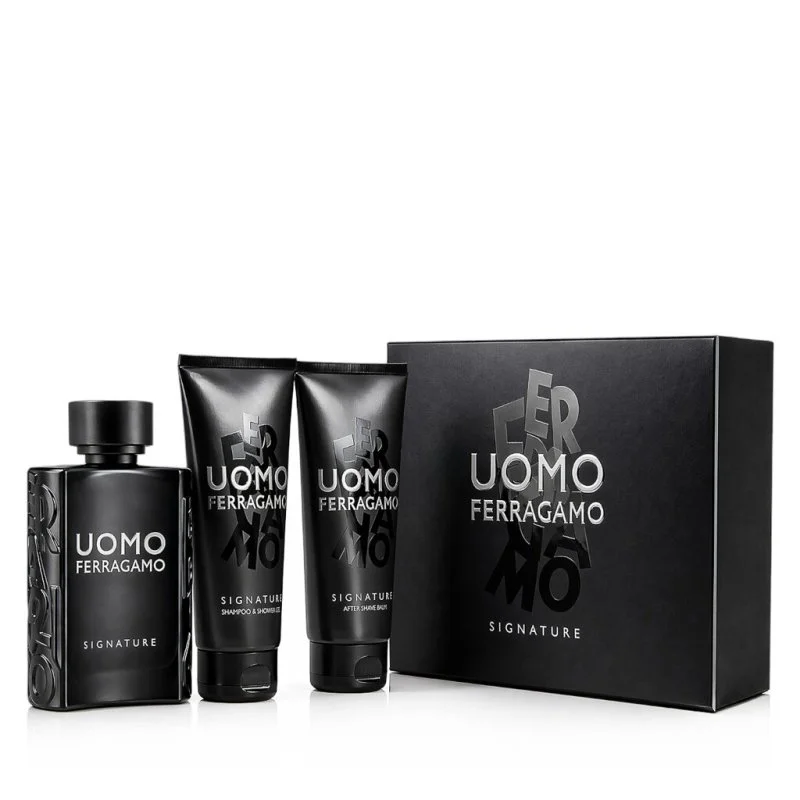 Uomo Signature woda perfumowana dla mężczyzn 100 ml + balsam po goleniu 100 ml + szampon i żel pod prysznic dla mężczyzn