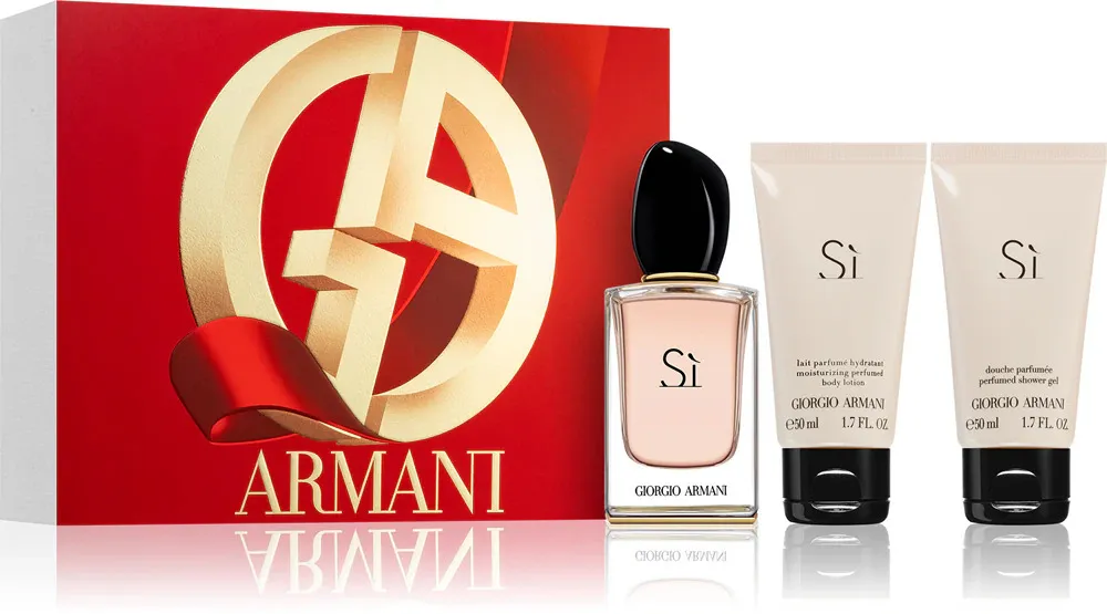 Zestaw upominkowy Giorgio Armani Sì dla kobiet woda perfumowana 50 ml + żel pod prysznic 50 ml + mleczko do ciała 50 ml 50 ml + sprchový gel 50 ml + tělové mléko 50 ml