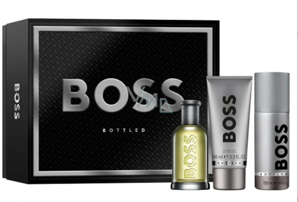 Boss Bottled zestaw upominkowy dla mężczyzn woda toaletowa 100 ml + żel pod prysznic 100 ml + dezodorant w sprayu 150 ml 100 ml + sprchový gel 100 ml + deosprej 150 ml
