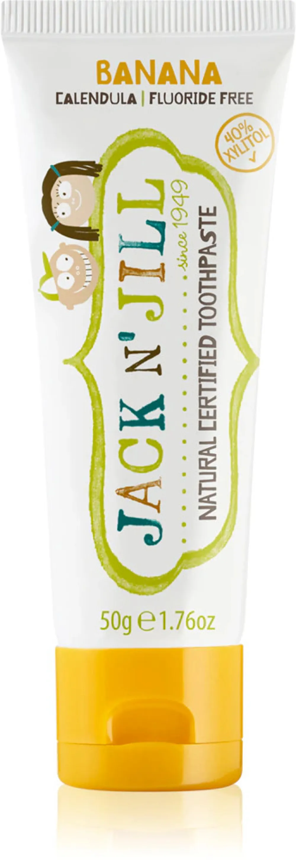 Jack n Jill Pasta do zębów dla dzieci - truskawkowa BIO (50 g) - bez fluoru, z organicznym ekstraktem z nagietka