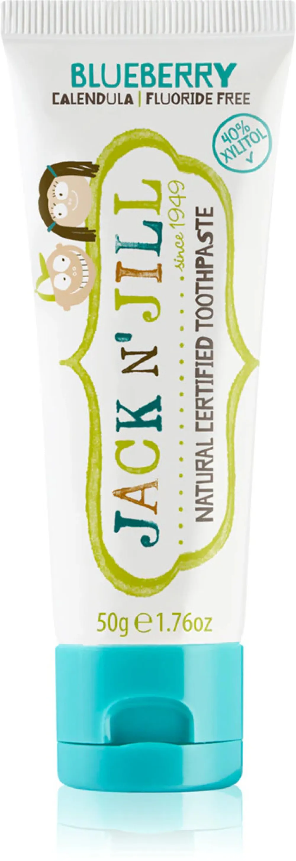 Jack n Jill Pasta do zębów dla dzieci - truskawkowa BIO (50 g) - bez fluoru, z organicznym ekstraktem z nagietka