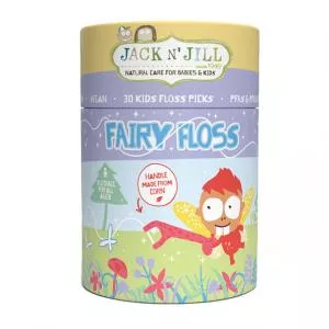 Jack n Jill Nić dentystyczna dla dzieci Fairy Floss (30 szt.) - z uchwytem w kształcie żyrafy