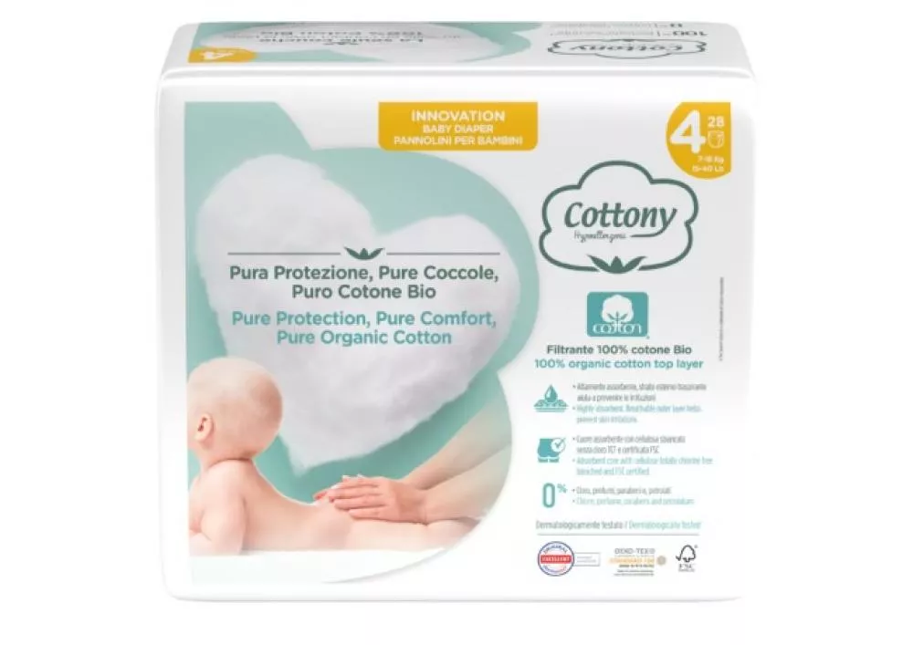 Cottony Jednorazowe pieluszki dla niemowląt z bio-bawełny 7-18 kg