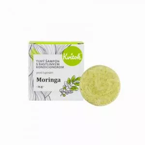 Kvitok Szampon stały z odżywką przeciwłupieżową Moringa (25 g) - lśniące włosy bez łupieżu