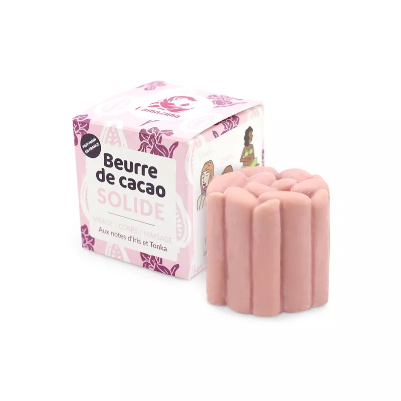 Lamazuna Masło kakaowe pełne różowe BIO (55 g) - 3 w 1: do twarzy, ciała i masażu