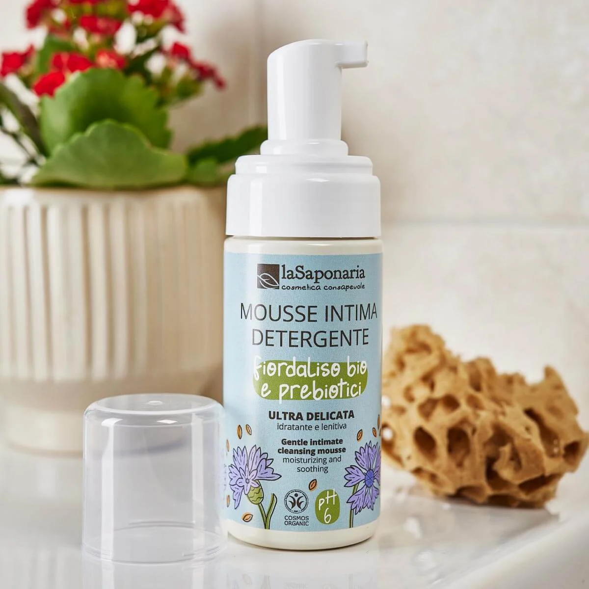 laSaponaria Pianka do higieny intymnej z chabrem bławatkiem i prebiotykami BIO (100 ml) - odpowiednia dla dzieci i w okresie menopauzy