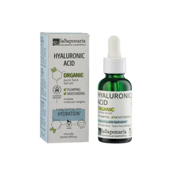 laSaponaria Serum do twarzy - Kwas hialuronowy BIO (30 ml) - nawilża i ujędrnia skórę twarzy