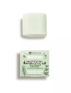 laSaponaria Stały dezodorant Himalaya BIO (40 g) - o świeżym zapachu drzewa herbacianego i eukaliptusa