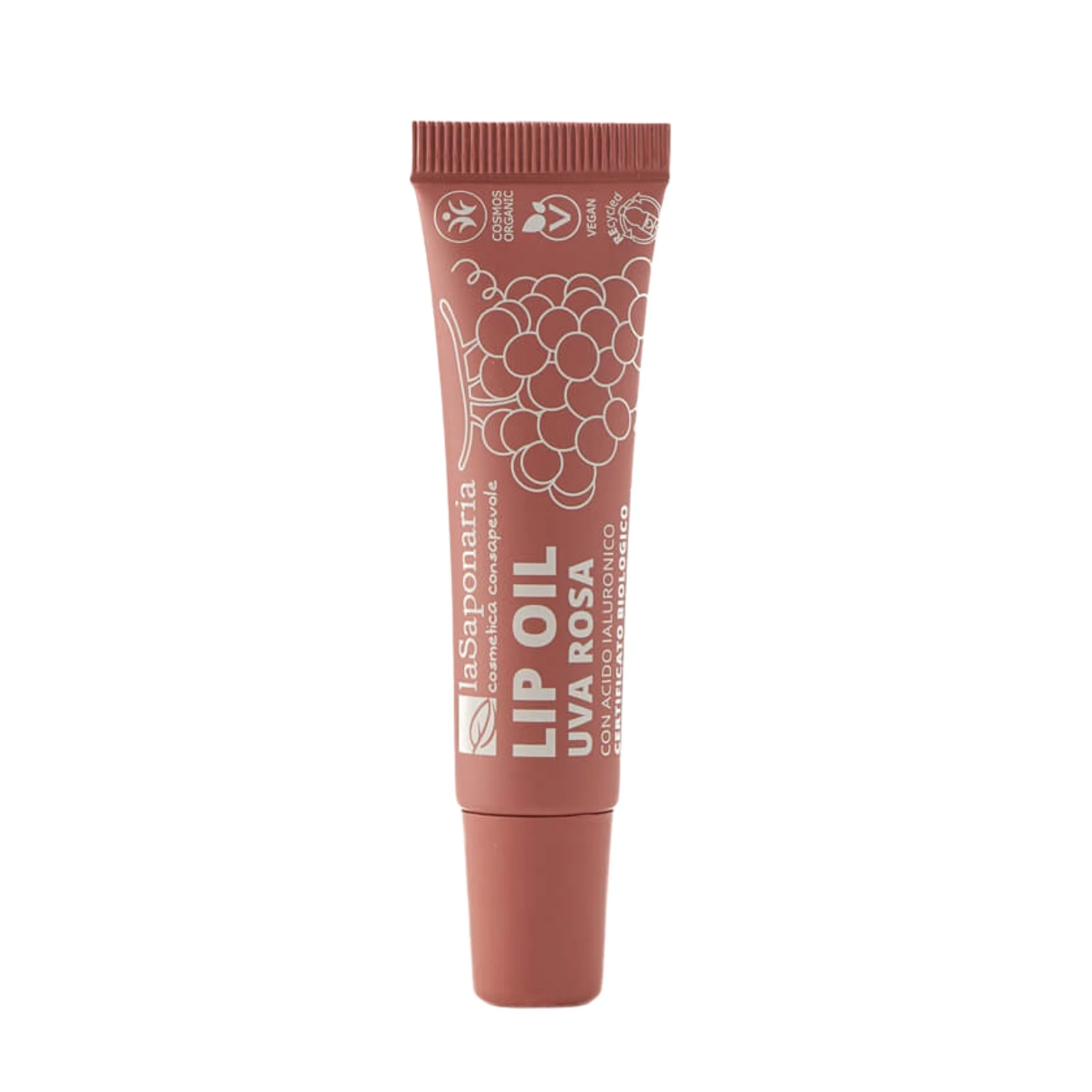 laSaponaria Odżywczy olejek do ust z różowymi winogronami BIO – Rosy Nude (12 ml) – dla lśniących i głęboko odżywionych ust