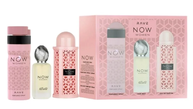 Rave Now Women zestaw prezentowy - mgiełka do włosów 50 ml + perfumowany spray 200 ml + woda perfumowana 100 ml