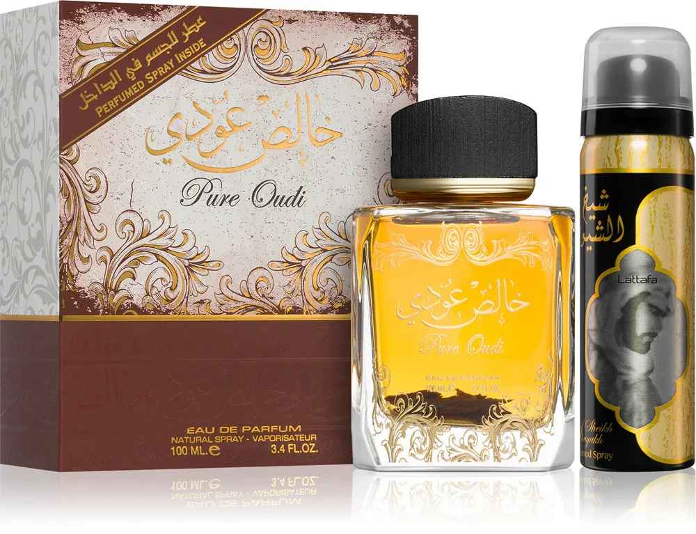 Pure Oudi zestaw prezentowy unisex woda perfumowana 100 ml + dezodorant w sprayu 50 ml 100 ml + deospray 50 ml