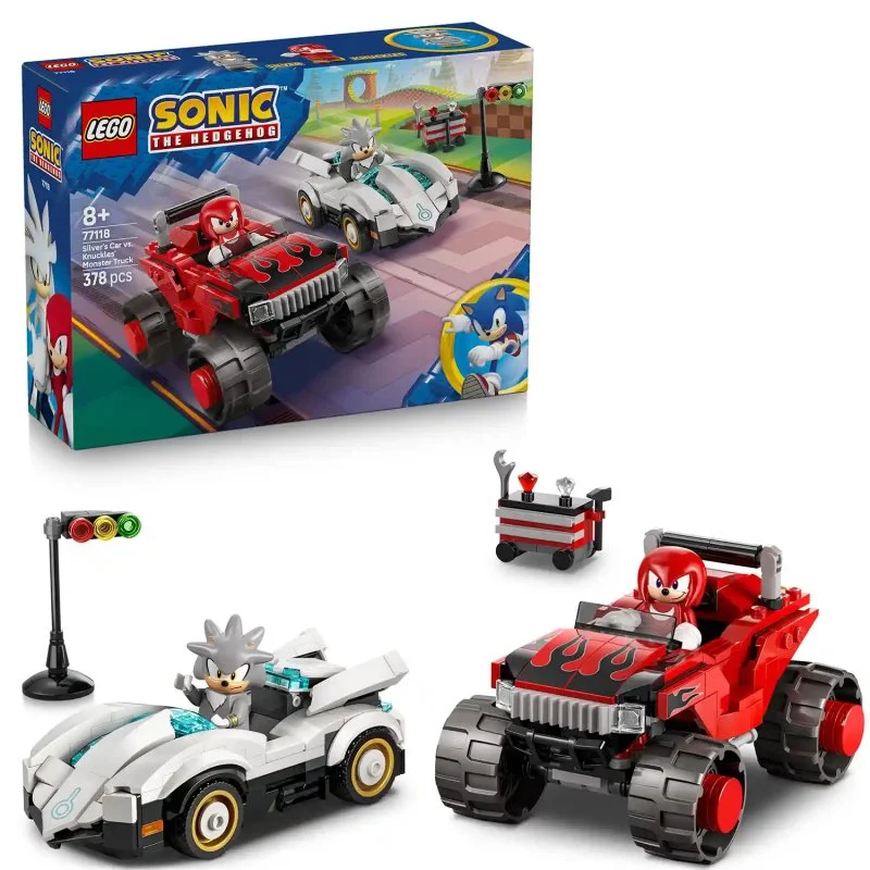 Sonic the Hedgehog™ 77118 Silver i jego samochód vs. Knuckles i jego monster truck