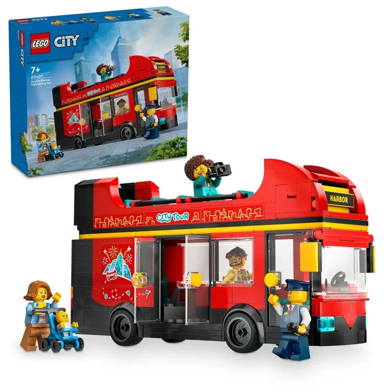 City 60407 Czerwony piętrowy autobus wycieczkowy