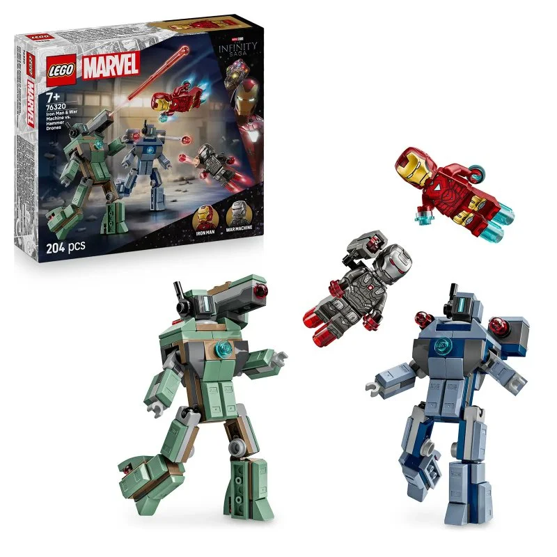 ǀ Marvel 76320 Iron Man i War Machine vs. Drony Hammera