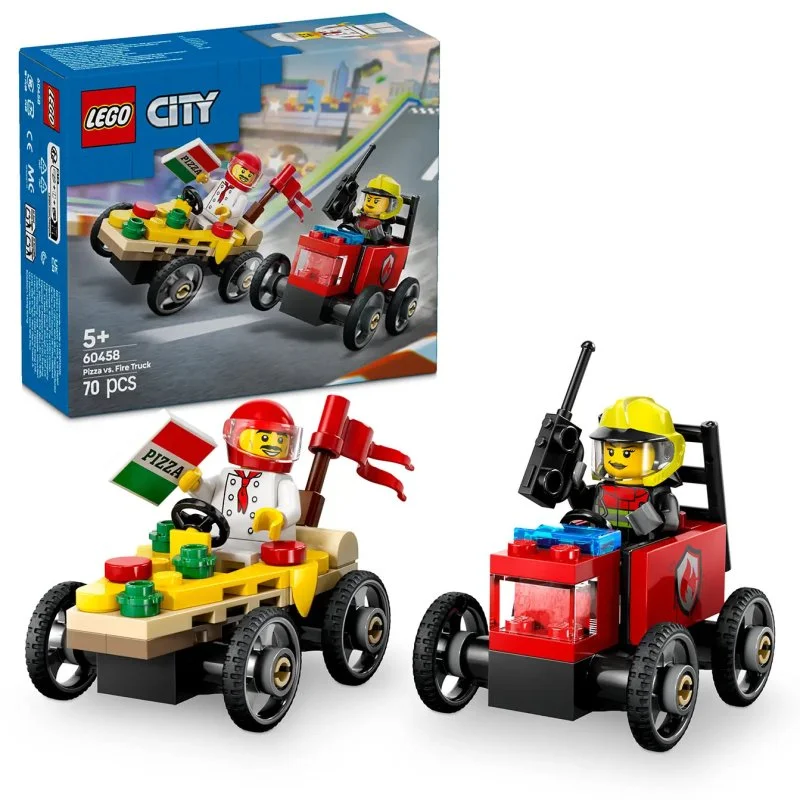 City 60458 Pakiet wyścigowy: Dostawa pizzy vs. wóz strażacki
