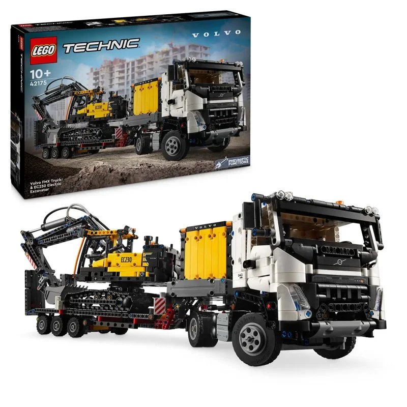 Technic 42175 Samochód ciężarowy Volvo FMX i elektryczna koparka Volvo EC230