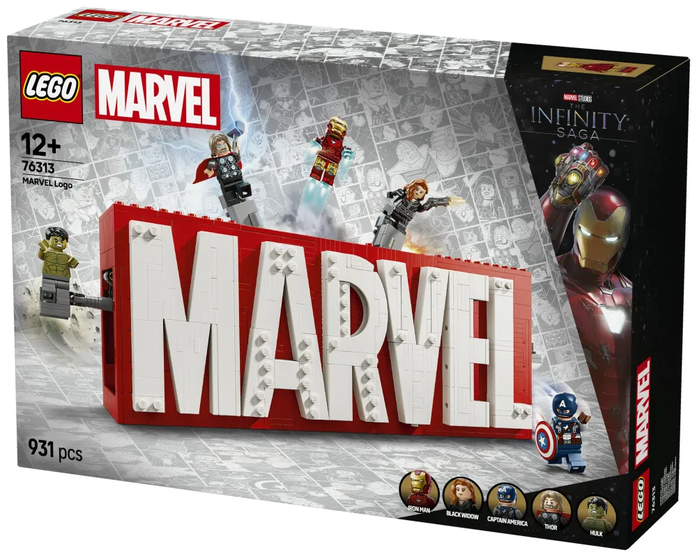 Marvel 76313 Logo MARVEL i minifigurki