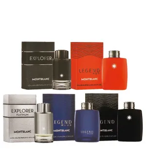 Montblanc Miniature Collection zestaw upominkowy dla mężczyzn woda toaletowa Legend 4,5 ml + woda perfumowana Legend Blue 4,5 ml + woda perfumowana Legend Red 4,5 ml + woda perfumowana Explorer 4,5 ml + woda perfumowana Explorer Platinum 4,5 ml