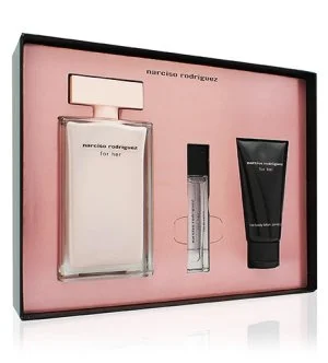 Narciso Rodriguez For Her 2024 zestaw prezentowy 100 ml + mleczko do ciała 50 ml + woda perfumowana woda perfumowana dla kobiet