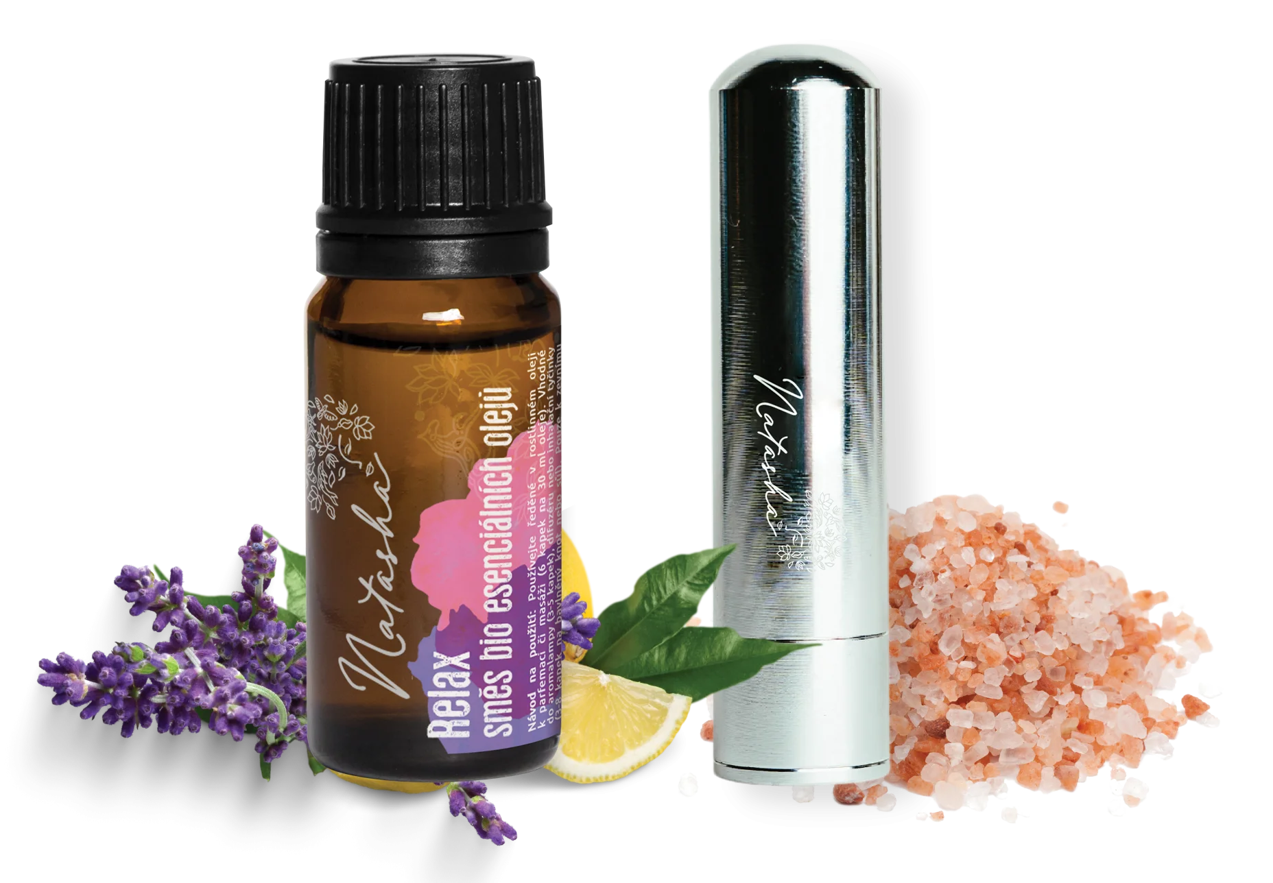 Natasha Zestaw aromaterapeutyczny z inhalatorem - Relax - uspokajająca lawenda i cytryna