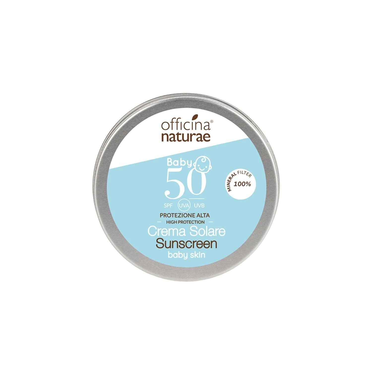 Officina Naturae Krem przeciwsłoneczny SPF 50 dla dzieci i skóry wrażliwej w metalowej puszce (75 ml) - bezzapachowy