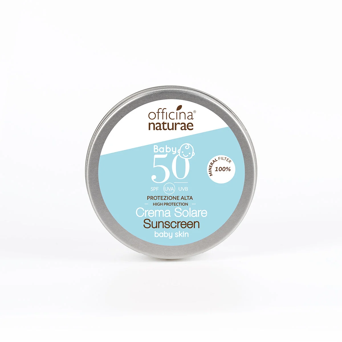 Officina Naturae Krem przeciwsłoneczny SPF 50 dla dzieci i skóry wrażliwej w metalowej puszce (75 ml) - bezzapachowy