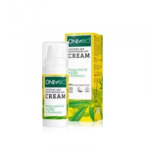 OnlyBio Łagodzący krem na dzień do skóry wrażliwej z konopiami i CBD (50 ml)
