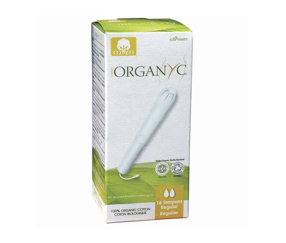 Organyc Tampony z aplikatorem Regular (16 szt.) - 100% bio-bawełna, 2 krople