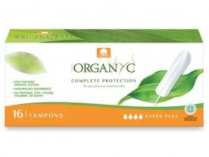 Organyc Tampony Super Plus (16 szt.) - 100% bawełna organiczna, 4 krople