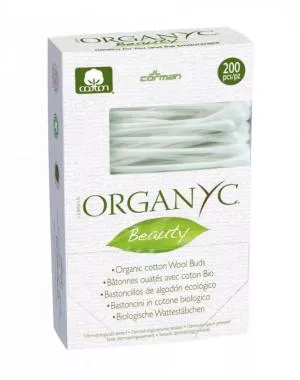 Organyc Patyczki do uszu (200 szt.) - wykonane z bio-bawełny i tektury z recyklingu