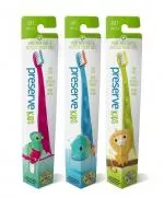 Preserve Szczoteczka do zębów dla dzieci (miękka) - zielona - wykonana z kubeczków po jogurtach pochodzących z recyklingu
