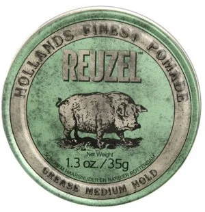 REUZEL Styling Green Pomade Grease Medium Hold pomada do włosów o średnim utrwaleniu i połysku 35 g dla mężczyzn