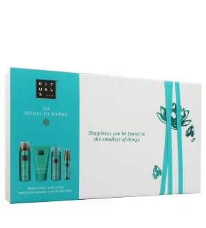 Rituals The Ritual of Karma zestaw prezentowy żel pod prysznic 50 ml + mgiełka do ciała i włosów 20 ml + pianka do ciała 50 ml + krem do ciała