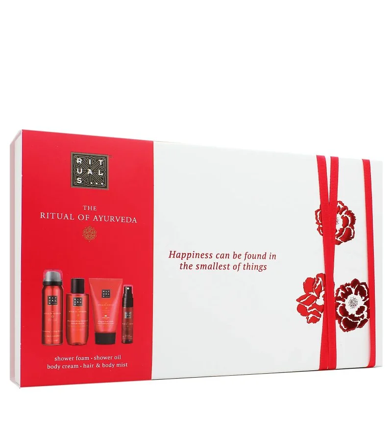 The Ritual of Ayurveda zestaw upominkowy żel pod prysznic 50 ml + olejek pod prysznic 75 ml + krem do ciała 70 ml + mgiełka do ciała