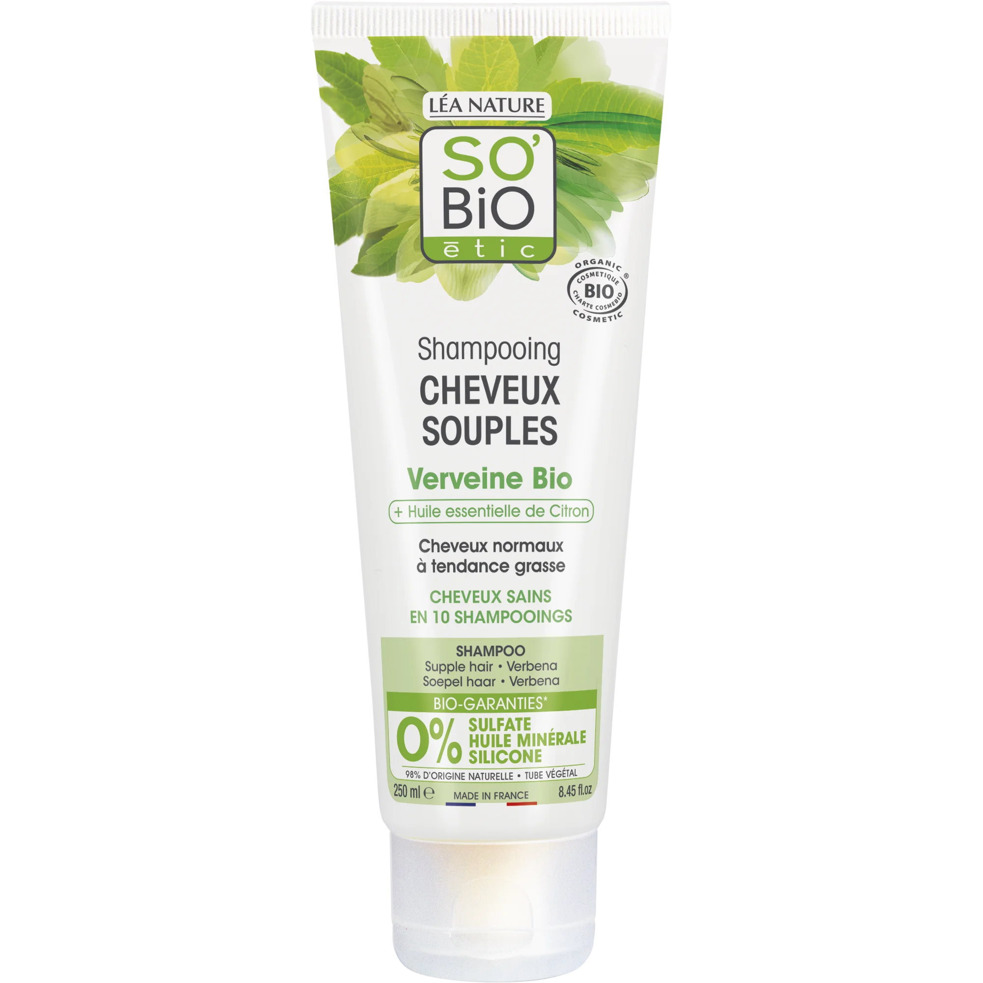 SO’BiO étic Szampon delikatny werbena-cytryna BIO (250 ml) - idealny do włosów przetłuszczających się